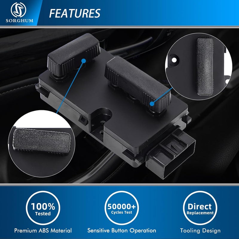 Sorghum Power Seat Switch - Front Left Driver Side Adjustment Switch Control 8 Ways Compatible with 2002-2007 Chevrolet Avalanche Silverado GMC Sierra Yukon Cadillac 12 Pins Replace# 12450166 901-202 - Image 3